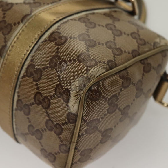 GUCCI GG Crystal Hand Bag Coated Canvas Brown Gold 193604 Auth BA4280