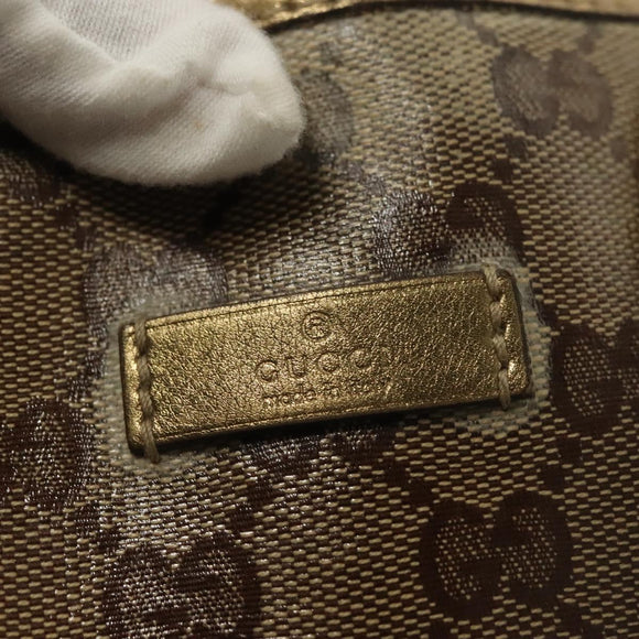 GUCCI GG Crystal Hand Bag Coated Canvas Brown Gold 193604 Auth BA4280