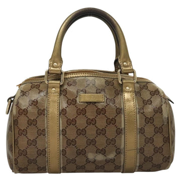 GUCCI GG Crystal Hand Bag Coated Canvas Brown Gold 193604 Auth BA4280 - 0