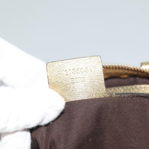 GUCCI GG Crystal Hand Bag Coated Canvas Brown Gold 193604 Auth BA4280