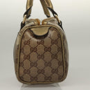 GUCCI GG Crystal Hand Bag Coated Canvas Brown Gold 193604 Auth BA4280-4