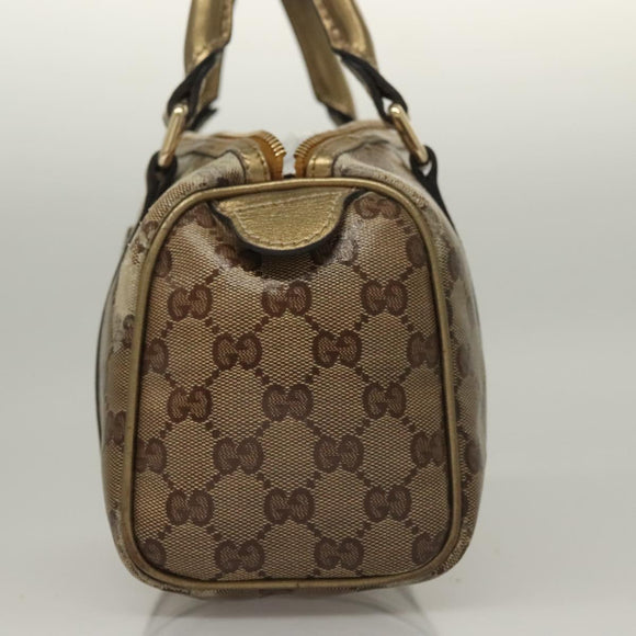 GUCCI GG Crystal Hand Bag Coated Canvas Brown Gold 193604 Auth BA4280