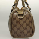 GUCCI GG Crystal Hand Bag Coated Canvas Brown Gold 193604 Auth BA4280-5