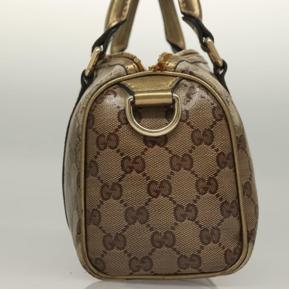 GUCCI GG Crystal Hand Bag Coated Canvas Brown Gold 193604 Auth BA4280