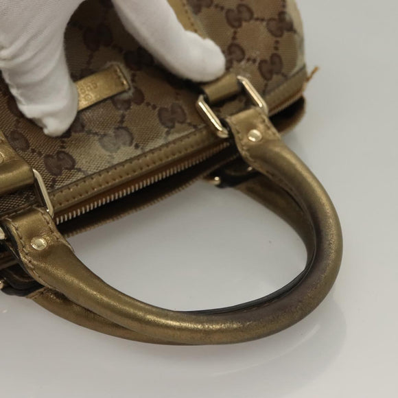 GUCCI GG Crystal Hand Bag Coated Canvas Brown Gold 193604 Auth BA4280