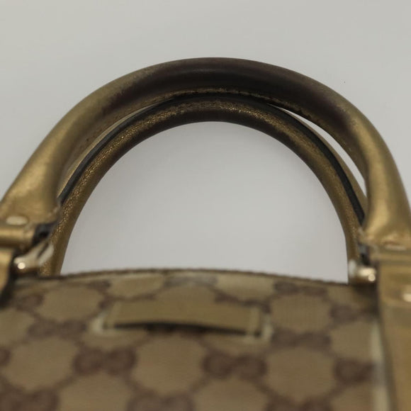 GUCCI GG Crystal Hand Bag Coated Canvas Brown Gold 193604 Auth BA4280