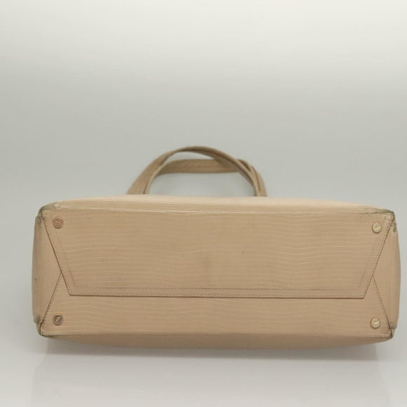 Salvatore Ferragamo Hand Bag Leather 2Set Beige Navy gold Auth BA4283