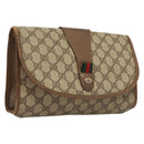 GUCCI GG Supreme Web Sherry Line Clutch Bag PVC Beige Gold 89 01 030 Auth BA4284-1