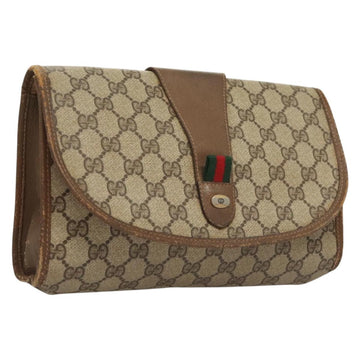 GUCCI GG Supreme Web Sherry Line Clutch Bag PVC Beige Gold 89 01 030 Auth BA4284