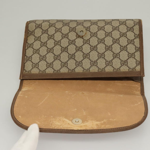 GUCCI GG Supreme Web Sherry Line Clutch Bag PVC Beige Gold 89 01 030 Auth BA4284