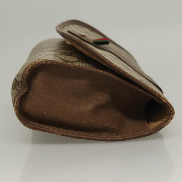 GUCCI GG Supreme Web Sherry Line Clutch Bag PVC Beige Gold 89 01 030 Auth BA4284