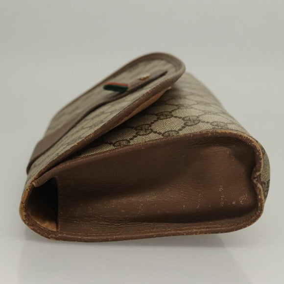 GUCCI GG Supreme Web Sherry Line Clutch Bag PVC Beige Gold 89 01 030 Auth BA4284