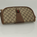 GUCCI GG Supreme Web Sherry Line Clutch Bag PVC Beige Gold 89 01 030 Auth BA4284-5