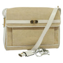 BALLY Shoulder Bag Canvas Beige Gold Auth BA4285-1