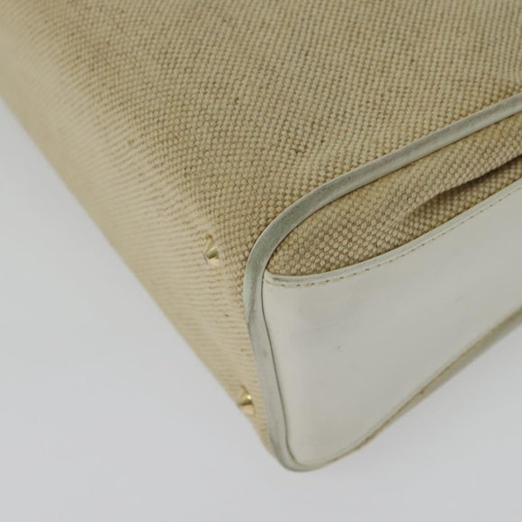 BALLY Shoulder Bag Canvas Beige Gold Auth BA4285