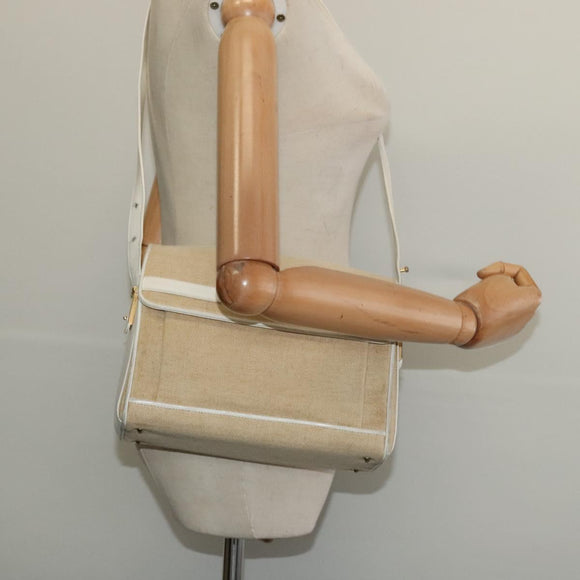 BALLY Shoulder Bag Canvas Beige Gold Auth BA4285