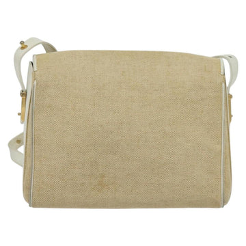 BALLY Shoulder Bag Canvas Beige Gold Auth BA4285 - 0