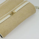 BALLY Shoulder Bag Canvas Beige Gold Auth BA4285-6