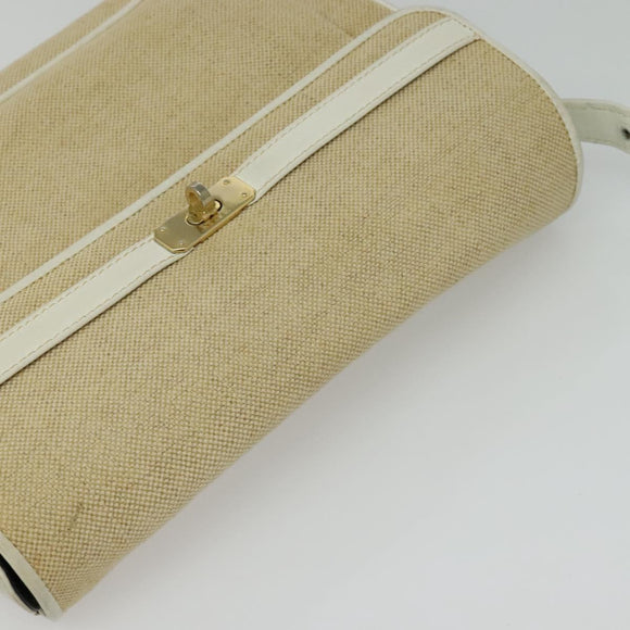 BALLY Shoulder Bag Canvas Beige Gold Auth BA4285