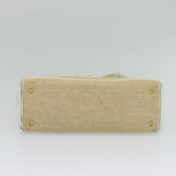 BALLY Shoulder Bag Canvas Beige Gold Auth BA4285