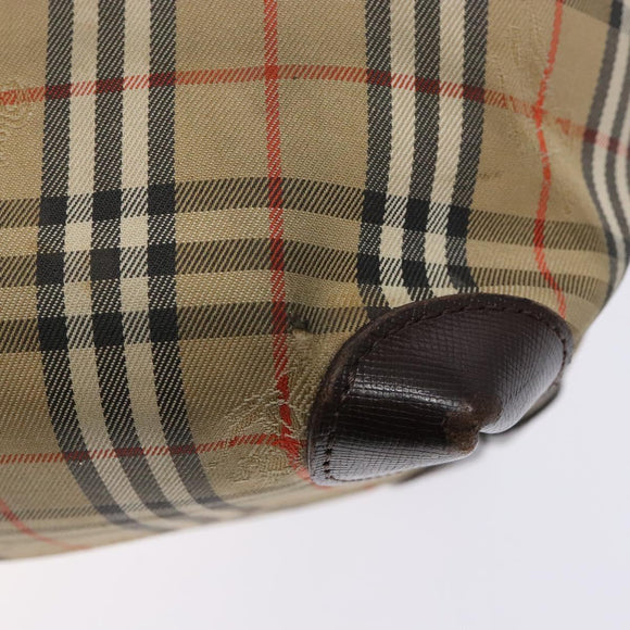 Burberrys Nova Check Hand Bag Canvas Beige Silver Auth BA4286