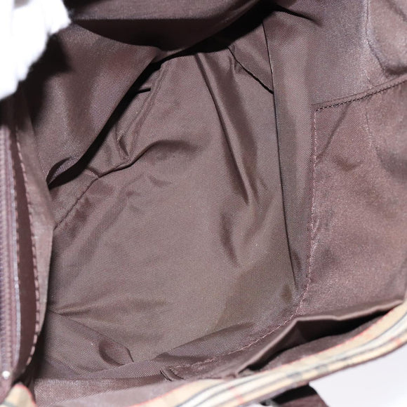 Burberrys Nova Check Hand Bag Canvas Beige Silver Auth BA4286