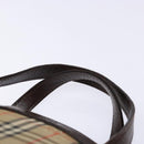 Burberrys Nova Check Hand Bag Canvas Beige Silver Auth BA4286-8