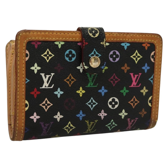 LOUIS VUITTON Multicolor Portefeuille Viennois Wallet Black M92988 Auth BA4300