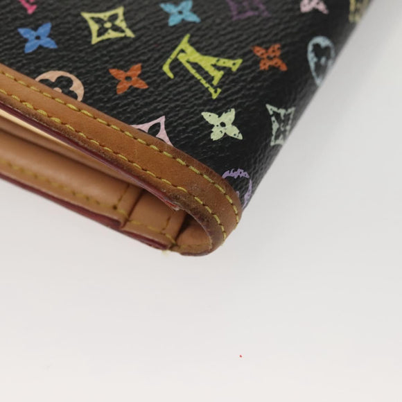 LOUIS VUITTON Multicolor Portefeuille Viennois Wallet Black M92988 Auth BA4300