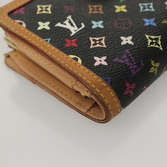 LOUIS VUITTON Multicolor Portefeuille Viennois Wallet Black M92988 Auth BA4300