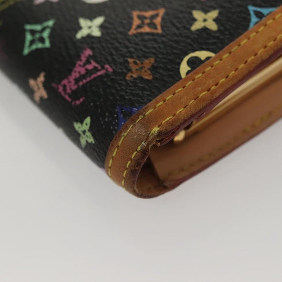 LOUIS VUITTON Multicolor Portefeuille Viennois Wallet Black M92988 Auth BA4300
