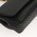 BALLY Quilted Chain Shoulder Bag Leather Black Gold Auth BA4302-8