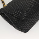 BALLY Quilted Chain Shoulder Bag Leather Black Gold Auth BA4302-16