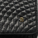 BALLY Quilted Chain Shoulder Bag Leather Black Gold Auth BA4302-18