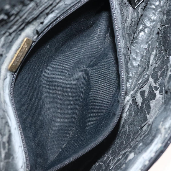 BALLY Quilted Chain Shoulder Bag Leather Black Gold Auth BA4302