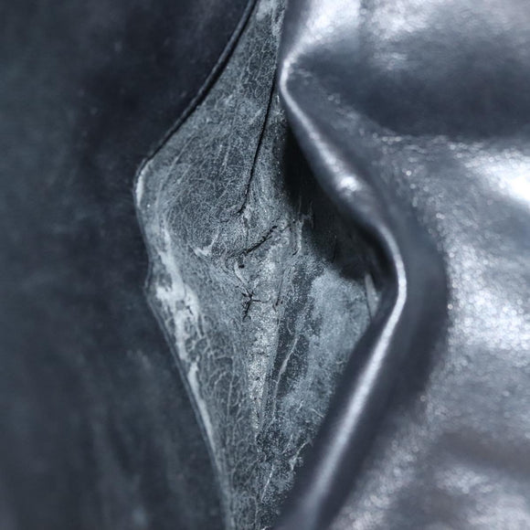 BALLY Quilted Chain Shoulder Bag Leather Black Gold Auth BA4302