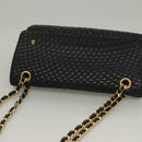 BALLY Quilted Chain Shoulder Bag Leather Black Gold Auth BA4302-6