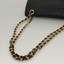 BALLY Quilted Chain Shoulder Bag Leather Black Gold Auth BA4302-7