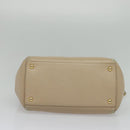 Salvatore Ferragamo Vala Hand Bag Leather 2way Beige Gold Auth BA4303-5