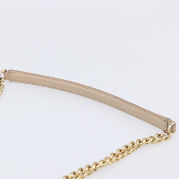 Salvatore Ferragamo Vala Handtasche Leder 2-Wege Beige Gold Auth BA4303