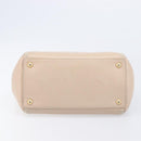 Salvatore Ferragamo Vala Handtasche Leder 2-Wege Beige Gold Auth BA4303-10