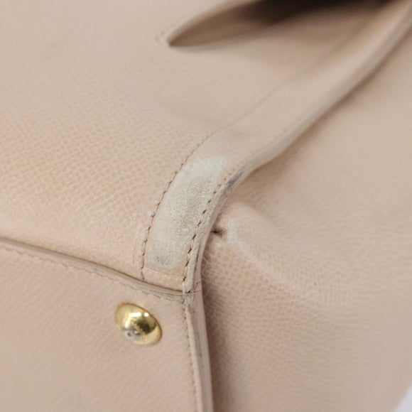 Salvatore Ferragamo Vala Handtasche Leder 2-Wege Beige Gold Auth BA4303