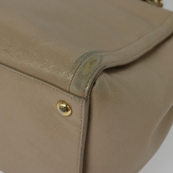 Salvatore Ferragamo Vala Hand Bag Leather 2way Beige Gold Auth BA4303