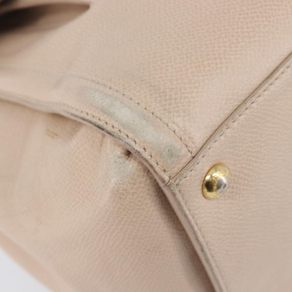 Salvatore Ferragamo Vala Handtasche Leder 2-Wege Beige Gold Auth BA4303