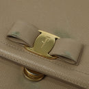 Salvatore Ferragamo Vala Hand Bag Leather 2way Beige Gold Auth BA4303-19