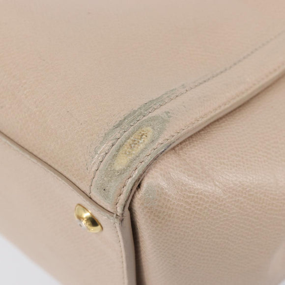 Salvatore Ferragamo Vala Handtasche Leder 2-Wege Beige Gold Auth BA4303