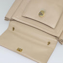 Salvatore Ferragamo Vala Hand Bag Leather 2way Beige Gold Auth BA4303-20