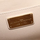 Salvatore Ferragamo Vala Hand Bag Leather 2way Beige Gold Auth BA4303-21