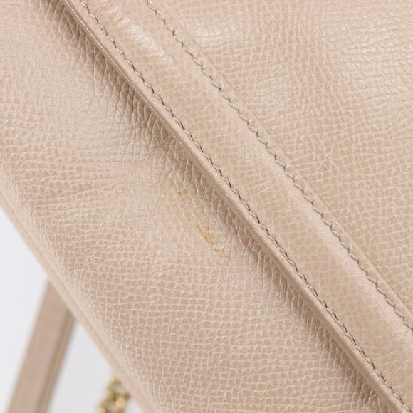 Salvatore Ferragamo Vala Handtasche Leder 2-Wege Beige Gold Auth BA4303