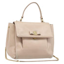 Salvatore Ferragamo Vala Handtasche Leder 2-Wege Beige Gold Auth BA4303-1